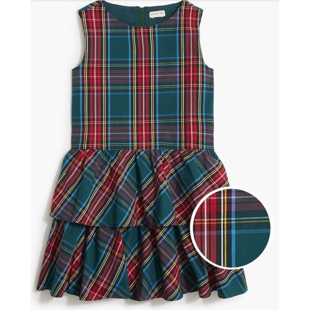 J.Crew CrewCut Girl's Tartan Tiered Sleeveless Dress - Red/Green - Size 5 - NWOT